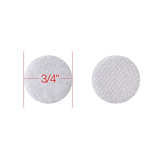 Heze 500pcs(250 Pair Sets) 3/4" Diameter Sticky Back Coins Hook & Loop Self Adhesive Dots with Waterproof Sticky Glue Coins Tapes(White)