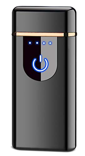 Electric Lighter, USB Rechargeable Double Arc Flameless Windproof Plasma Lighter Cool Lighter for Camping, Hunting, Backpacking,Hiking,Firestarter,Survival,EDCetc (Black)