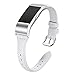 bayite Bands Compatible with Fitbit Charge 2, Slim Genuine Leather Band Replacement Accessories Strap Charge2 Women Men, White Small