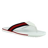 Gucci Flip-Flop White Guccissima Leather Sandals with BRB Web 268670 9051 (6.5 G / 7 US)