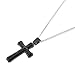 Cross Necklace for Men with Large Pendant and 24 Inch Curb Chain (Black)