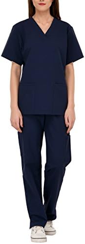 Women's Premium Scrub Sets Six Pocket Medical Scrubs/Scrubs for Women (V-Neck with Cargo Pant)