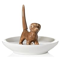 Beth Marie Luxury Boutique Dog Ring Holder, Beautiful Ceramic Engagement and Wedding Ring Holder, Size: 3.25" W X 3.75" H X 3.25" D