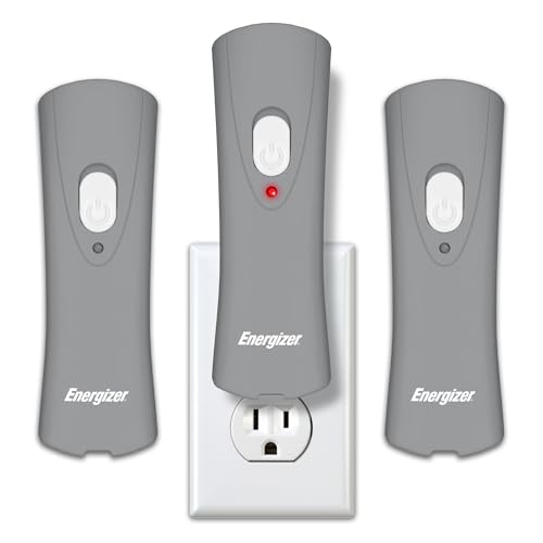 Energizer Auto-On LED Flashlights Rechargeable (3-Pack) for Home Power Failure, Plug in