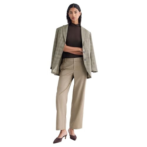 Everlane Women's Straight-Leg Trouser in Tailor Twill | RWS Stretch Wool Blend Floor-Length Dress Pant - Light Taupe 6 at Amazon
