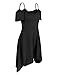 Kilig Women's Cold Shoulder Puff Sleeve Strap Casual Cotton Summer Dress 