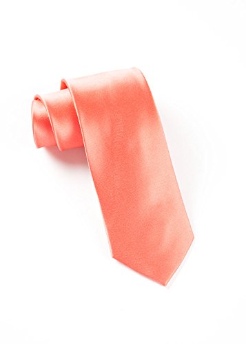THE TIE BAR 100% WOVEN SILK CORAL SOLID SATIN TIE