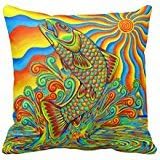Psychedelic Rainbow Trout Throw Ra594e2f970ae4e3e9c53b2b5debea42e I52ni 8byvr Pillow Case 18" * 18"