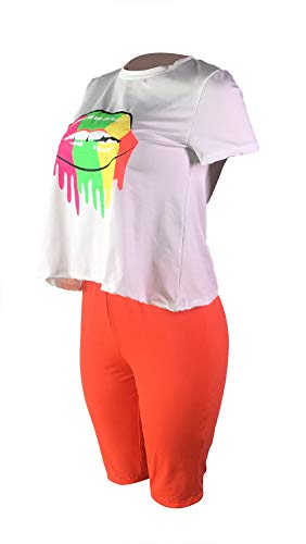 Molisry Fashion Summer Women Short Sleeve Print Top Short Pants Two Piece Outfits - Thumbnail 3