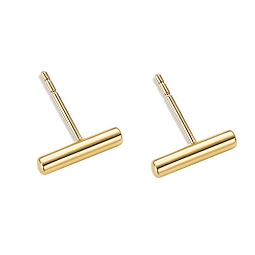 Minimalist 925 Sterling Silver Stud Earrings Gold Bar Earrings Line Earrings Simplify Stick Earrings (gold-thick)