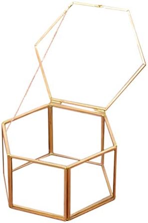 TOYMYTOY ジュエリーボックス 指輪ケース ジュエリー収納 宝石箱 収納ボックス 六角形 ガラス制 結婚式 好意 パーティー 装飾 13.9*13.2*7.6CM