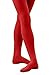 Monvecle Toddler to Big Girls' Opaque Microfiber Dance Stockings Kids School Uniform Footed Tights Red 8-10