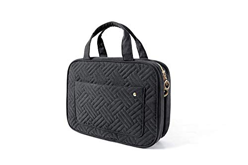 Inshere Toiletry Bag Travel Bag with Hanging Hook, Water-resistant Makeup Cosmetic Bag Travel Organizer for Accessories, Shampoo, Full Sized Container, Toiletries (Black)