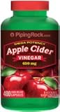 Piping Rock Mega Potency Apple Cider vinegar 600 mg 2 Bottles x 200 Quick Release Capsules Dietary Supplement