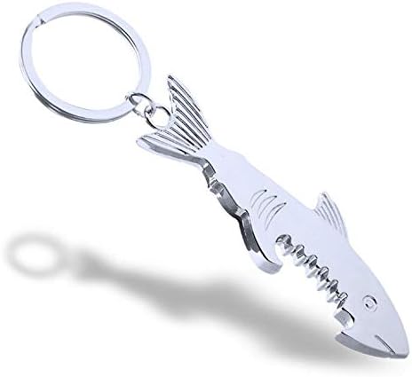 YiKaSin Shark Pendant Keychain Creative Bottle Opener Metal Keyrings Ornaments Gift for Men Father Husband Valentine's Day Present