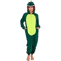 Slim Fit Animal Pajamas - Adult One Piece Cosplay Dinosaur Costume by Silver Lilly (Green, Medium)