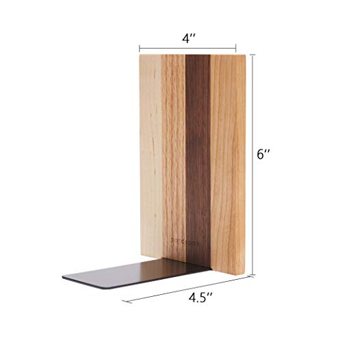 Pandapark Wood Bookends,Nature Coating,Decorative Bookend,6''X4'',1Pair in Pack, (American Dream)
