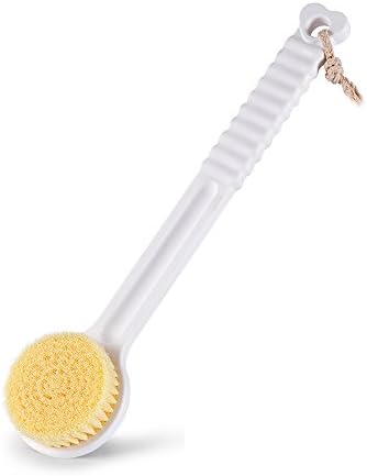 Kadea BR2 Bath Brush For Dry Skin Brushing With Nylon 66 Bristles And A Long Handle - Body Brush For Skin Exfoliating(White)