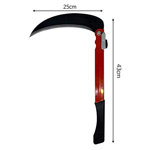TULGIGS Portable Foldable Sickle (16.9"X 9.85") Carbon Stainless Steel Grass Folding Sickles for Lawn Gardening Farming, Weeding Weed eliminating Nylon Work Gloves M Size with Dots