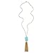 Monily Tassels Necklace Faux Stone with CZ Chevron V Shape Long Statement Necklace for Women