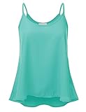 JJ Perfection Women's Solid Woven Sheer Scoop Neck Blouse Tank Top