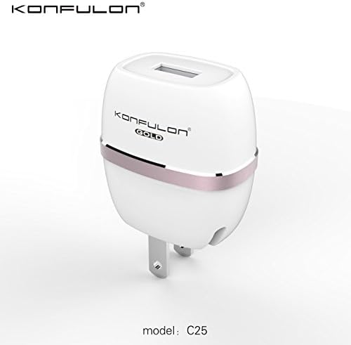Konfulon C25 5W/1.0A USB Wall Charger (with Foldable Plug) for iPhone 7/7 Plus/6/6 Plus/6S/6S plus/SE, iPad Air 2 / Pro / mini 3, Galaxy S7 / S7 Edge / S6 / S6 Edge / Edge+, Note 5, LG G5 and More