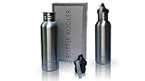 Bottle Kooler - Stainless Steel Bottle Insulator (Pack of 2) - Keeps Beer Cold Longer - Fits Most 12oz Bottles - with Bottle Opener. & Carabiner. Also in Black