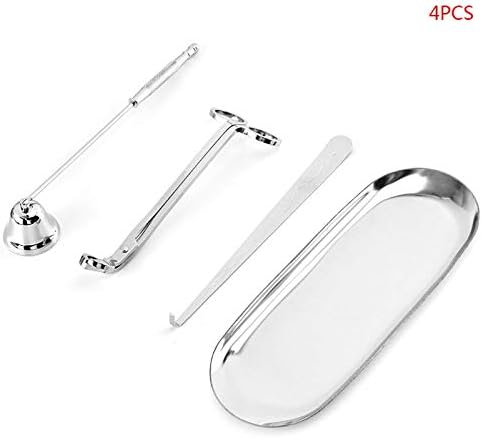 4 Pcs Candle Accessory Set Candle Wick Trimmer, Candle Wick Dipper, Candle Snuffer, Candle Tray Plate,Candle Scissor Cutter
