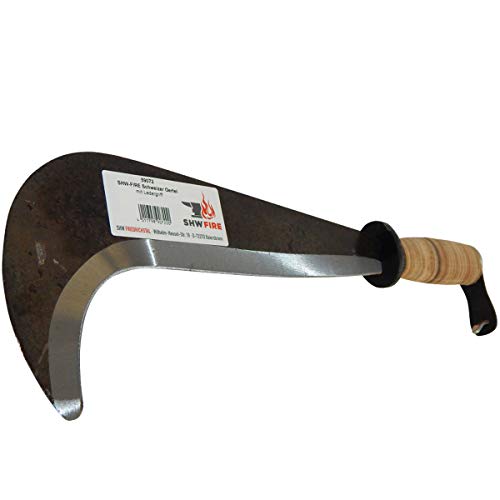 SHW-FIRE Schweizer Gertel Hippe Gertl Gartenmesser Stahl Ledergriff Handschutz 43cm – Bild 4