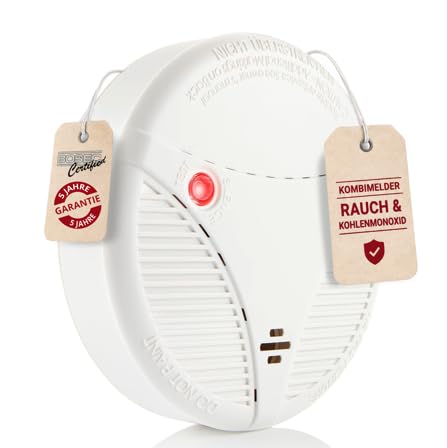 Kombi Rauchmelder & CO-Melder FLORI.PLUS.25 – Zuverlässige Warnung bei Rauch und Kohlenmonoxid, 85 dB Alarm, 10 Jahre Lebensdauer, einfache Deckenmontage, geprüft & sicher, Deutsche Marke