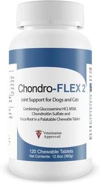 Chondro Flex II - Powerful Joint Care Formula Dogs and Cats - Maximum Nutritional Support - Glucosamine, Chondroitin, MSM, Ester-C, and Minerals - 120 Chewable Tablets