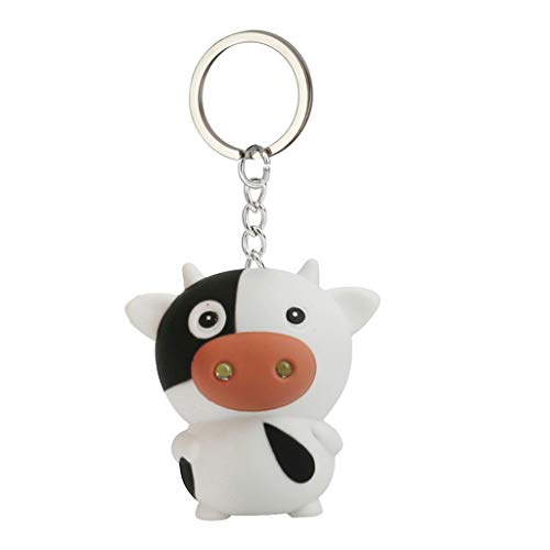 ❤Ywoow❤ Cartoon Keyfob, Cute Cartoon Cow Keychain with LED Light Sound Keyfob Kids Toy Gift