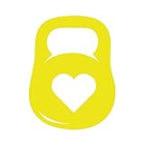 Kettlebell + Heart - 6" Wide YELLOW Cut Vinyl Decal