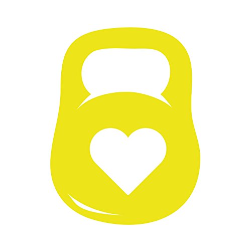 Kettlebell + Heart - 6" Wide YELLOW Cut Vinyl Decal