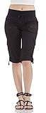 Classic Designs Womens Stretch Poplin Elastic Waist Cargo Capri (S-3X)