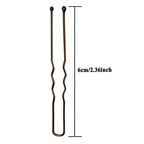 Amariver 200 Pieces Brown Bobby Pins U Shape Hair Pins Bun Hair Clips for Women and Girls with Transparent Storage Box (Brown)