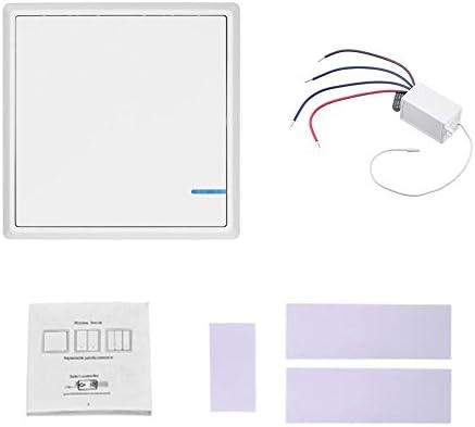 1 Way Wall Wireless Smart Switch Panel Home Lights +220V Receiver Kit Remote Control Lamps Fans Devices Appliances on/off, Self-Powered Transmitter No Battery No Wiring Waterproof