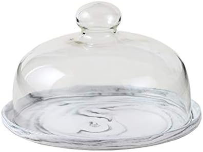 Petaaa ふた ガラスのダストカバー透明新鮮なドームの大理石のテクスチャセラミックトレイサンドイッチパンテイスティングプレートスリーサイズのケーキパン Color Gray Size 25cm Pasadenahc Com