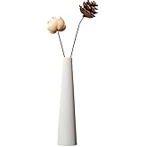 Small Ceramic Bud Vase Tall Conic Flower Single Stem Vase Black Vase Home Decorative Floral Centerpiece for Wedding and Office (White)