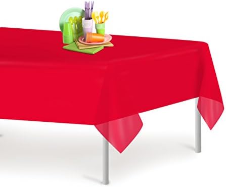 Red 1 Pack Premium Disposable Plastic Tablecloth 54 Inch. x 108 Inch. Rectangle Table Cover By Grandipity