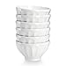 Sweese 1115 Porcelain Fluted Latte Bowl Set - 14 Ounce for Dessert, Ice Cream - Set of 6, White