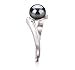 Black 6-7mm AAA Quality Freshwater 925 Sterling Silver Cultured Pearl Ring - Size-8