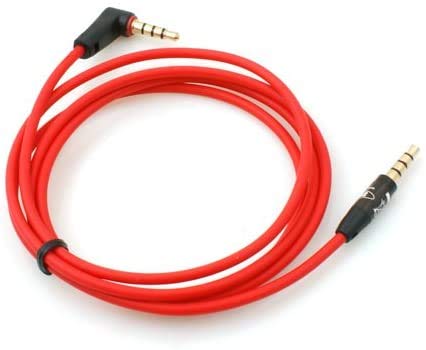 System-S 4-Pin 3.5 mm Jack to 3.5 Jack Male Angled 90° Cable 110 cm Red