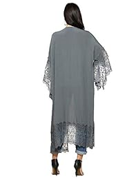 Anna-Kaci - Kimono de encaje con parte delantera abierta