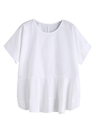 Shein women s loose ruffle hem peplum short sleeve blou…
