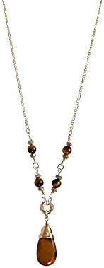 Two Tone Necklace, Tiger Eye Gold Necklace, Wrapped Tiger Eye Necklace, LLD Jewelry