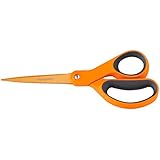 Fiskars 01-004244J Premier Softgrip Titanium Straight Adult Scissors, 8 Inch, Orange