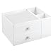 mDesign Plastic Home Office Desktop Storage Organizer Set - Holds Files, Magazines, Notebooks, Pens, Pencils, Highlighters, Note Pads - Set of 3 - White