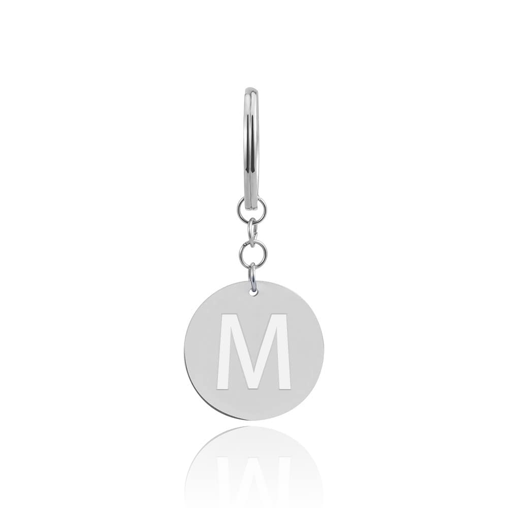 Gd. GOOD.designs EST. 2015 Keyring letter M with shopping chip - Personalised pendant with engraving in stainless steel silver - Shopping trolley release for all shopping trolleys