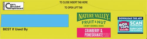 NATURE VALLEY CHEWY FRUIT & NUT GRANOLA BARS, CRANBERRY POMEGRANATE, 6 BARS, 6.7 OZ